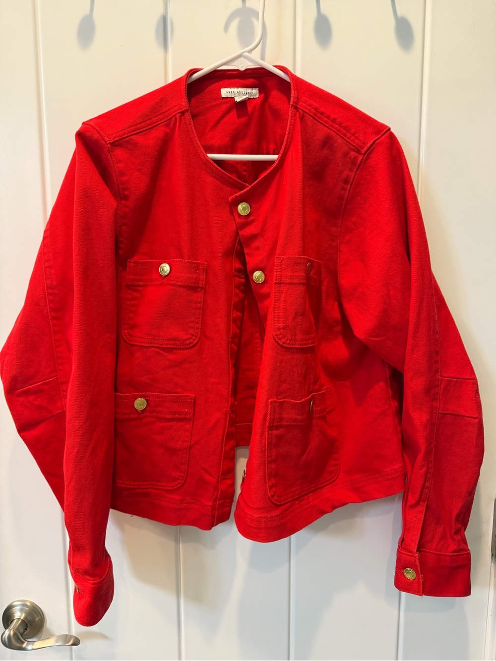 Red Button-Front Women's Jacket by FREE ASSEMBLY